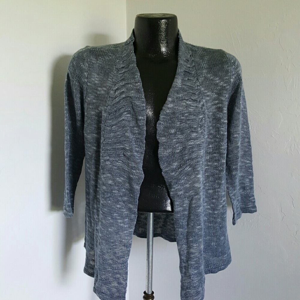 Christopher banks women cardigan open front blue gray size  M